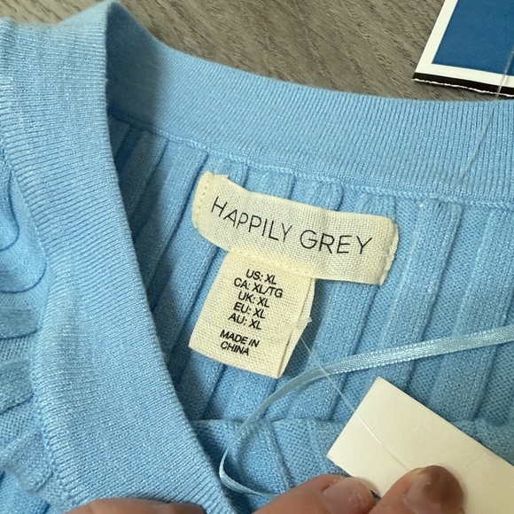 Blue Ribbed Short Sleeve Top - Picture 3 of 5